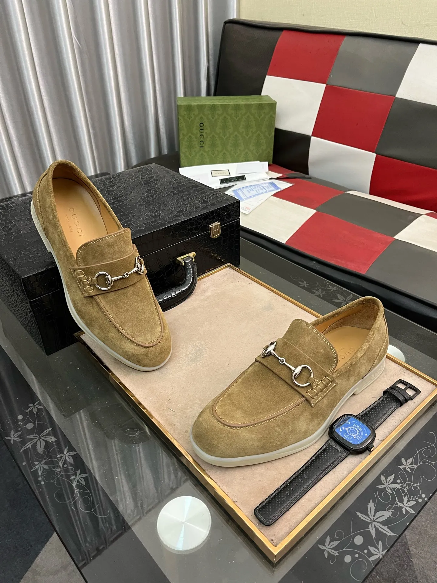 Men's shoes 💰540⌚️⌚️【GUCCi】Original frosted calfskin, water-dyed cowhide lining, original outsole, men's and women's fashion, formal casual leather shoes, slip-on men's and women's shoes series, young fashion, European and American trends, British style, casual matching, comfortable feet, standard code: men's code 38-444️⃣colors available